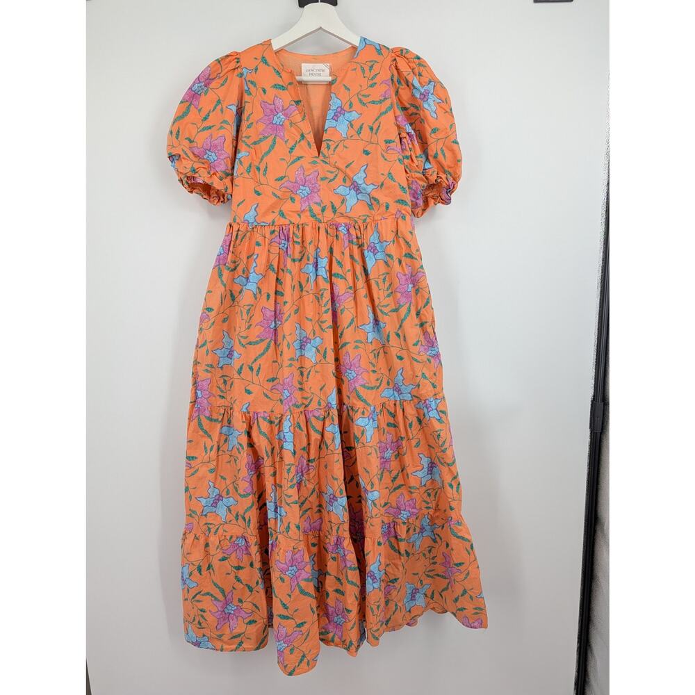 Hyacinth House Orange Multi Floral Cisco Maxi Dress XS Spring Easter Flowers